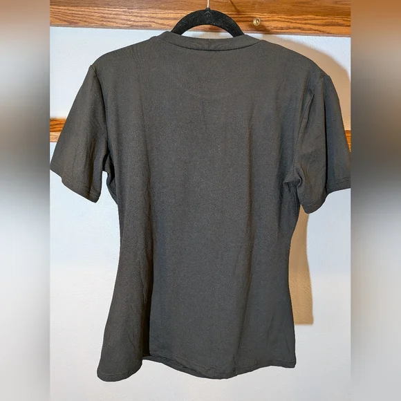 Women's Black Tee with Colorful Floral Embroidery - Picture 2 of 4